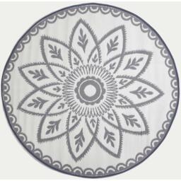 Homescapes Outdoor Rug Waterproof Reversible, 180 cm Round, White and Grey Henna - Grey - thumbnail 3