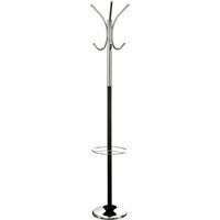 Drew Black and Chrome Floor Standing Coat Stand - Black
