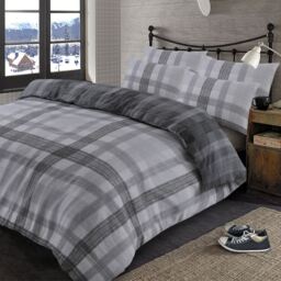 Boston Brushed Cotton Duvet Cover Bedding Set - Red / Superking - thumbnail 5