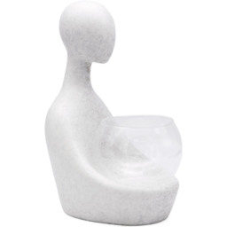 Abstract Lover Art Sculpture Ornament with Glass Bowl - White - thumbnail 2