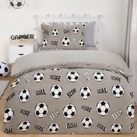Football Print Fleece Duvet Set - Grey / Single - thumbnail 1