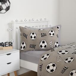 Football Print Fleece Duvet Set - Grey / Single - thumbnail 3