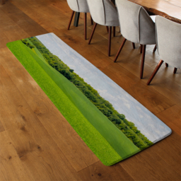 Green field and forest in the distance Designer Runner Rug - Green - thumbnail 3