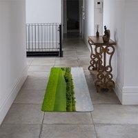 Green field and forest in the distance Designer Runner Rug - Green - thumbnail 1