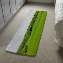 Green field and forest in the distance Designer Runner Rug - Green - thumbnail 4