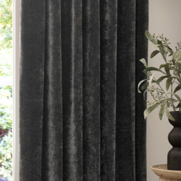 Heavy Chenille Velvet Pencil Pleat Curtains - Charcoal / 168cm / 229cm - thumbnail 3