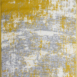Yellow Grey Distressed Abstract Living Room Rug - Ochre / 150 x 80cm - thumbnail 4