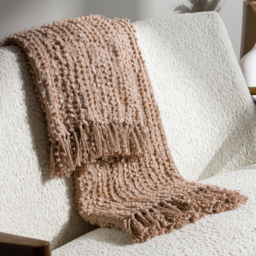 Arvo Woven Fringed Throw - Plaster - thumbnail 4