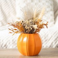 Ceramic Pumpkin Shaped Vase - Orange - thumbnail 1