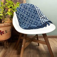 Handmade Indigo Throw Kasba Tiles Craftsmanship - Gold