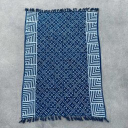 Handmade Indigo Throw Kasba Tiles Craftsmanship - Gold - thumbnail 4