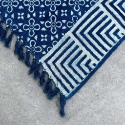Handmade Indigo Throw Kasba Tiles Craftsmanship - Gold - thumbnail 2