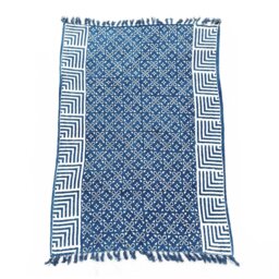 Handmade Indigo Throw Kasba Tiles Craftsmanship - Gold - thumbnail 3