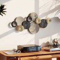 HOMCOM Large Metal Wall Art - Khaki