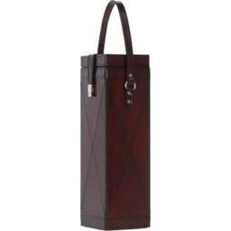 Leather Premium Wine Bottle Case with Strap - Chestnut - thumbnail 3