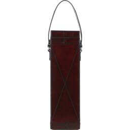 Leather Premium Wine Bottle Case with Strap - Chestnut - thumbnail 5