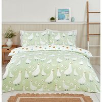 Jemima Duck Microfibre Reversible Duvet Cover Bedding Set - Green / Double