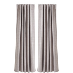 Pair of Solid Color Faux Linen Blackout Curtains - Beige / 137cm - thumbnail 2