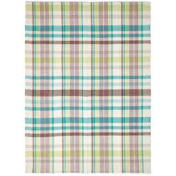 Homescapes Wilson Handwoven Tartan 100 Cotton Rug - Blue/Green / 120cm - thumbnail 2
