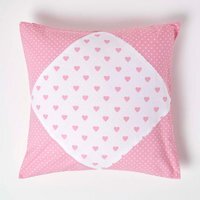 Cotton Pink Hearts and Polka Dots Cushion Cover - Pink / 60cm - image 1