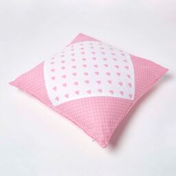 Cotton Pink Hearts and Polka Dots Cushion Cover - Pink / 60cm - thumbnail 2