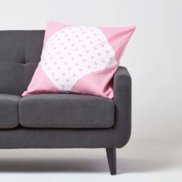 Cotton Pink Hearts and Polka Dots Cushion Cover - Pink / 60cm - thumbnail 3