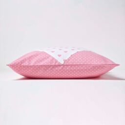 Cotton Pink Hearts and Polka Dots Cushion Cover - Pink / 60cm - thumbnail 4