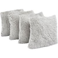 Pack of Fluffy Fleece Cushion Covers - Silver / 55cm / 4 - thumbnail 1