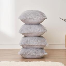 Pack of Fluffy Fleece Cushion Covers - Silver / 55cm / 4 - thumbnail 5