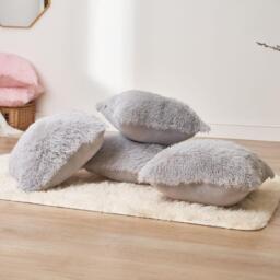 Pack of Fluffy Fleece Cushion Covers - Silver / 55cm / 4 - thumbnail 4