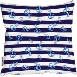Anchors on white and blue marine Outdoor Cushion - Blue / 60cm - thumbnail 2