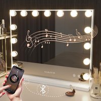 VANITII Mary Hollywood Bluetooth Vanity Makeup Mirror 15 Dimmable LED Bulbs - Metal White - image 1