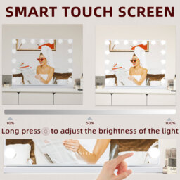 VANITII Mary Hollywood Bluetooth Vanity Makeup Mirror 15 Dimmable LED Bulbs - Metal White - thumbnail 4
