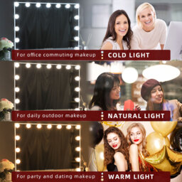 VANITII Mary Hollywood Bluetooth Vanity Makeup Mirror 15 Dimmable LED Bulbs - Metal White - thumbnail 5