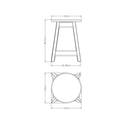 Tramontina Natural Pine Wood Stool - Natural Wood / 46.5cm - thumbnail 5