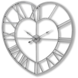Heart Skeleton Wall Clock Handcrafted Statement Piece - Silver - thumbnail 4