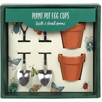 Plant Pot Essential Egg Cup Set With Shovel Spoons - Green
