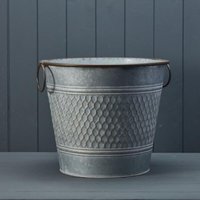 Grey Round Zinc Honeycomb Planter - Grey