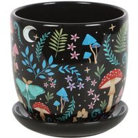 Ceramic Plant Pot With Saucer - Multicolour
