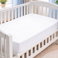 Waterproof Brushed Cotton Cot Mattress Protector - White / Cot