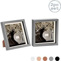 "3D Box Photo Frame - 8 x 8"" with 6x6"" Mount - Pack of 2 - Grey/Ivory" - image 1