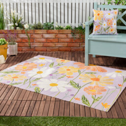 Wildflowers Country Outdoor Filled Cushion - Lilac/Peach - thumbnail 4