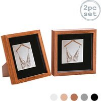 "3D Box Photo Frame - 8 x 8"" with 4 x 4"" Mount - Pack of 2 - Dark Wood/Black / 20cm"