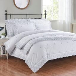 Elise Polycotton Fabric Duvet Cover Set Bedding with Pillowcase (White) - White / Superking - thumbnail 2