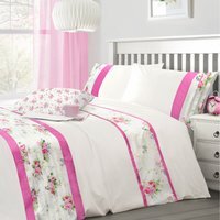 Yvette Luxury Floral Pleated Duvet Cover and Pillowcase Set - White / King - image 1
