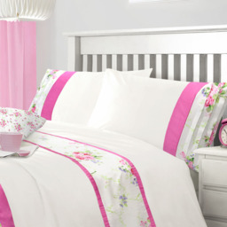 Yvette Luxury Floral Pleated Duvet Cover and Pillowcase Set - White / King - thumbnail 3