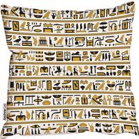 Egyptian Hieroglyphs Yellow-Black Cushion - Brown / 60cm