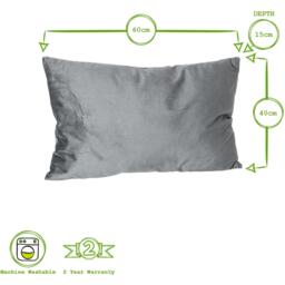 Rectangle Velvet Cushion - 60cm x 40cm - Cream - thumbnail 2