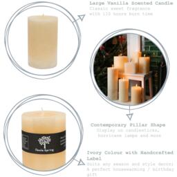 Round Vanilla Pillar Candles - 3 Sizes - Cream - Pack of 3 - Natural - thumbnail 2