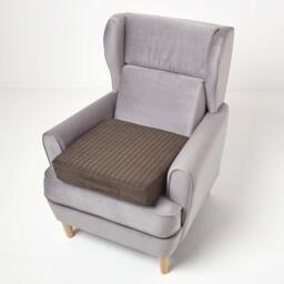 Quilted Faux Suede Armchair Booster Cushion Cover - Chocolate - thumbnail 3